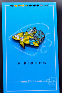 Load image into Gallery viewer, Yellow Galaxy Betta Enamel Pin

