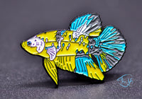 Load image into Gallery viewer, Yellow Galaxy Betta Enamel Pin
